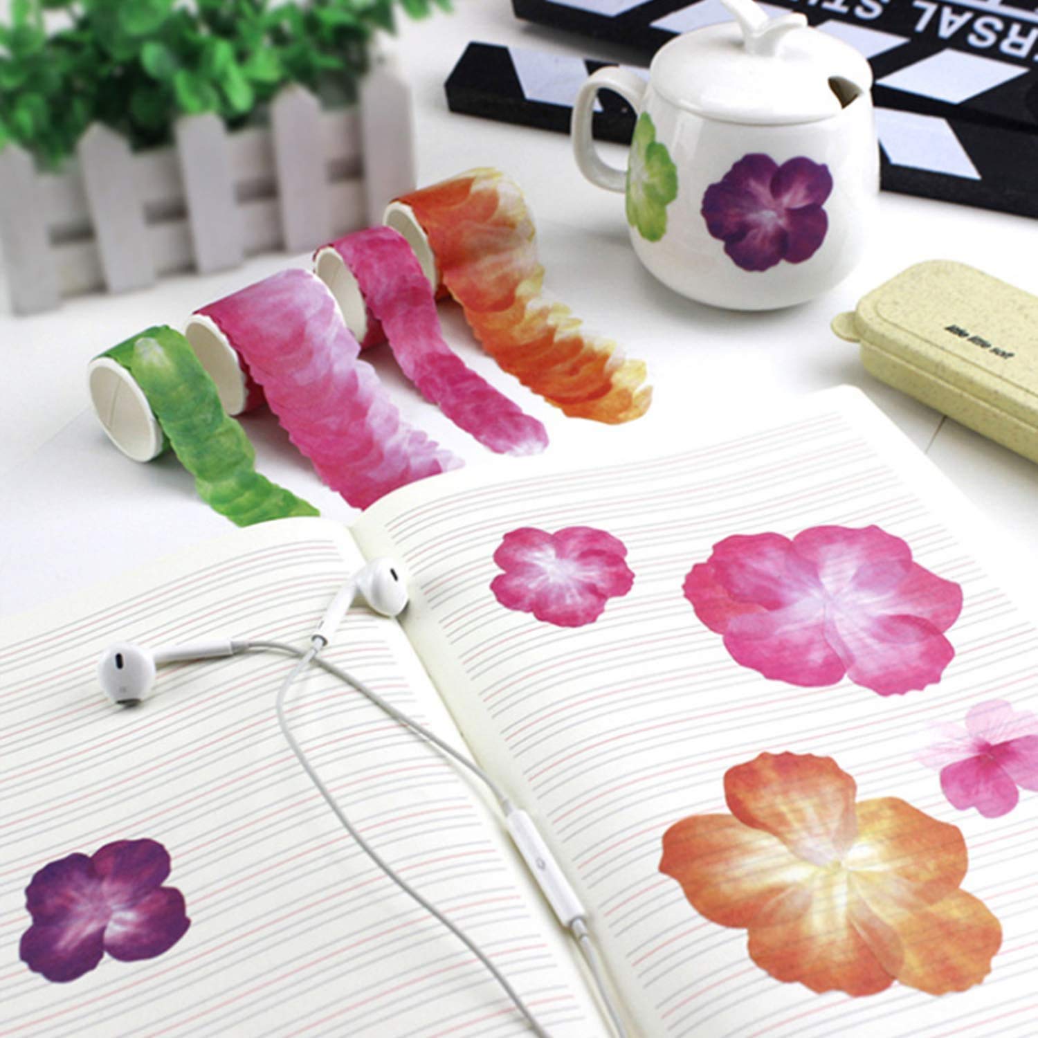 HASTHIP 4 Roll Creative Flower Petal Washi Tape, Masking Tape Decorative Decals, DIY Petal Stickers for Scrapbooking, Diary, Bullet Journal, Planner, 200 Petals/Roll (Pink) HASTHIP 4 Roll Creative Flower Petal Washi Tape, Masking Tape Decorative Decals, DIY Petal Stickers for Scrapbooking, Diary, Bullet Journal, Planner, 200 Petals/Roll (Pink)